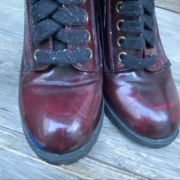 Steve Madden Burgundy Andie Lace-Up Booties size 6 - Picture 5 of 16